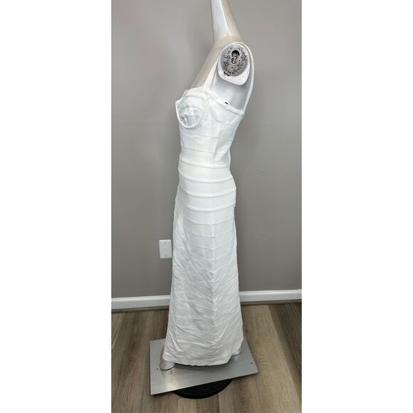 Hervé Léger Muse Sweetheart Body-Con Gown Alabaster Medium $1090 - Picture 9 of 12